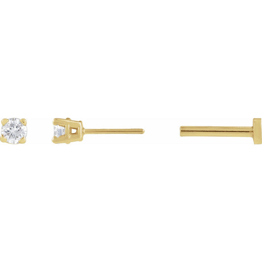 14K Yellow Gold .05 CT Natural Diamond Earrings