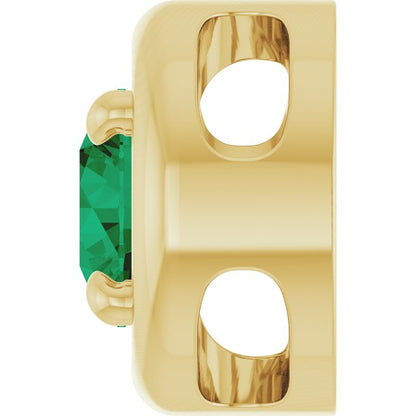 14K Yellow Gold Lab-Grown Emerald Solitaire Slide Pendant