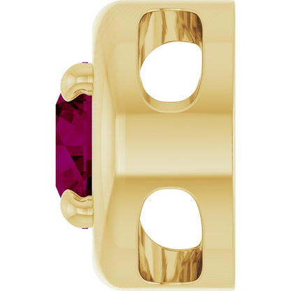 14K Yellow Gold Natural Rhodolite Garnet Solitaire Slide Pendant