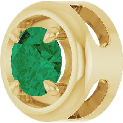 14K Yellow Gold Lab-Grown Emerald Solitaire Slide Pendant