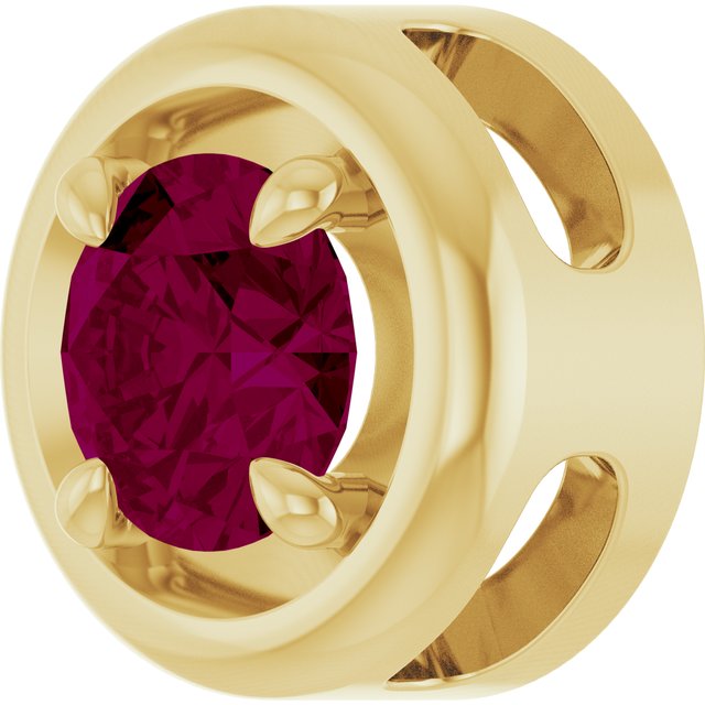 14K Yellow Gold Natural Rhodolite Garnet Solitaire Slide Pendant