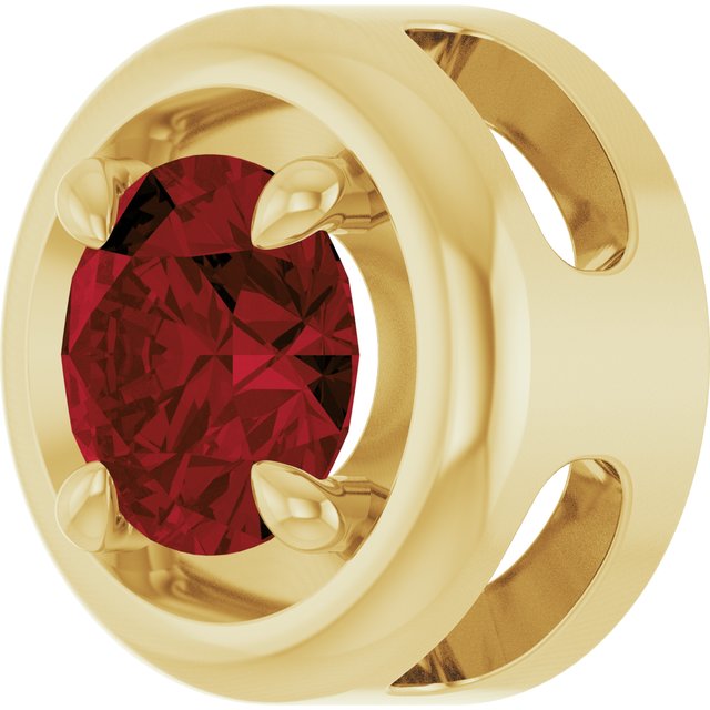 14K Yellow Gold Natural Mozambique Garnet Solitaire Slide Pendant