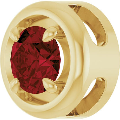 14K Yellow Gold Natural Mozambique Garnet Solitaire Slide Pendant