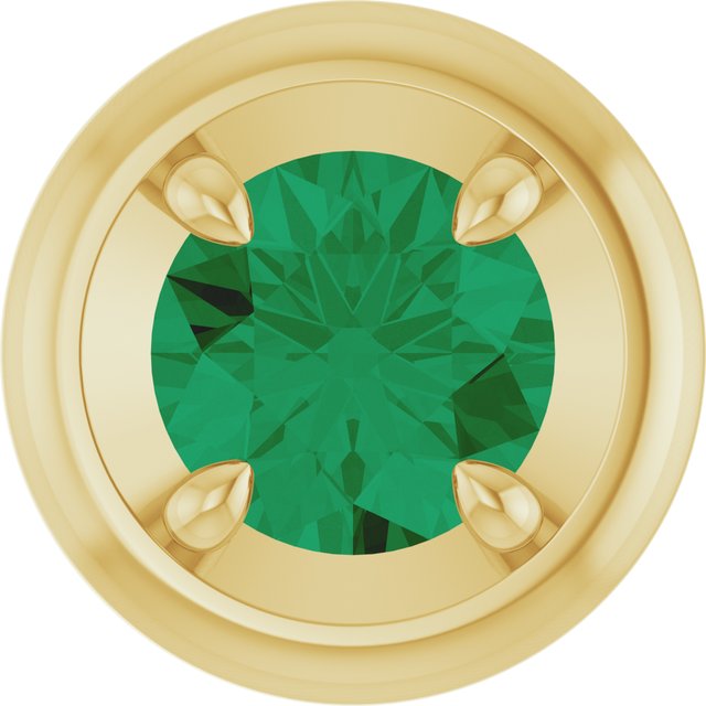 14K Yellow Gold Lab-Grown Emerald Solitaire Slide Pendant