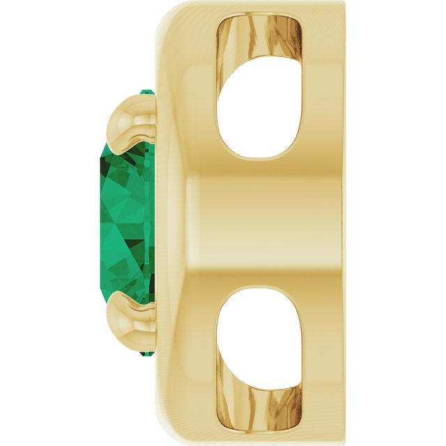 14K Yellow Gold Lab-Grown Emerald Solitaire Slide Pendant