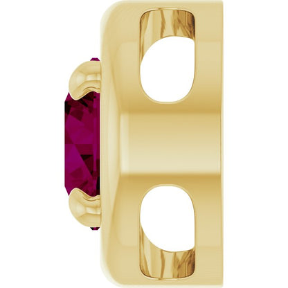 14K Yellow Gold Natural Rhodolite Garnet Solitaire Slide Pendant