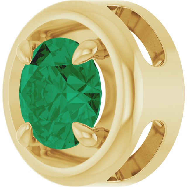 14K Yellow Gold Lab-Grown Emerald Solitaire Slide Pendant
