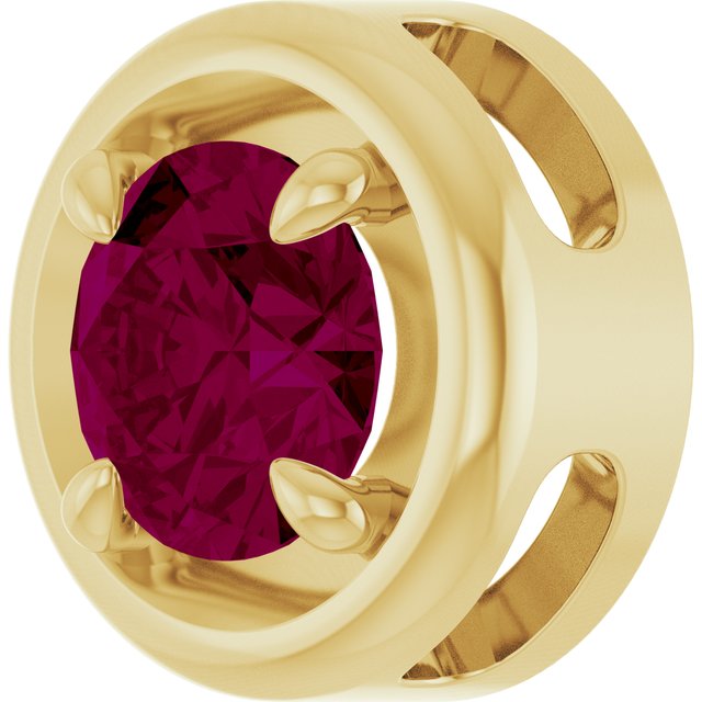 14K Yellow Gold Natural Rhodolite Garnet Solitaire Slide Pendant