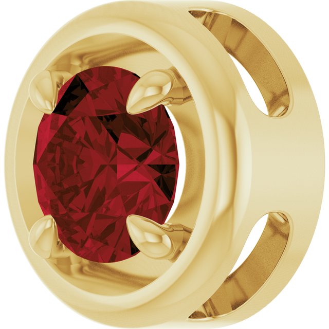 14K Yellow Gold Natural Mozambique Garnet Solitaire Slide Pendant
