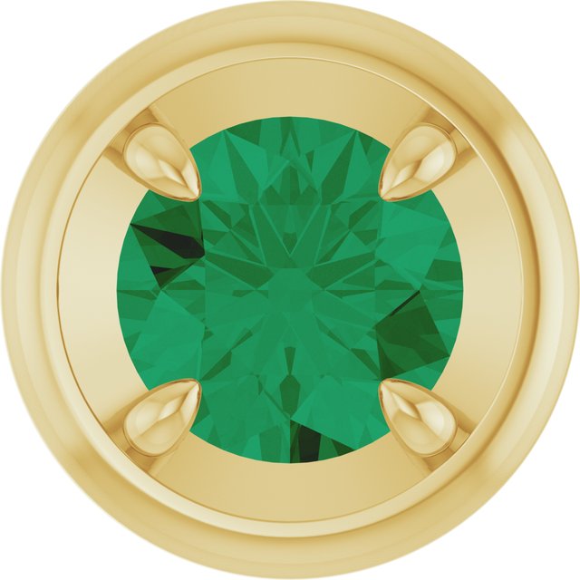 14K Yellow Gold Lab-Grown Emerald Solitaire Slide Pendant