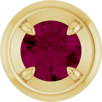 14K Yellow Gold Natural Rhodolite Garnet Solitaire Slide Pendant