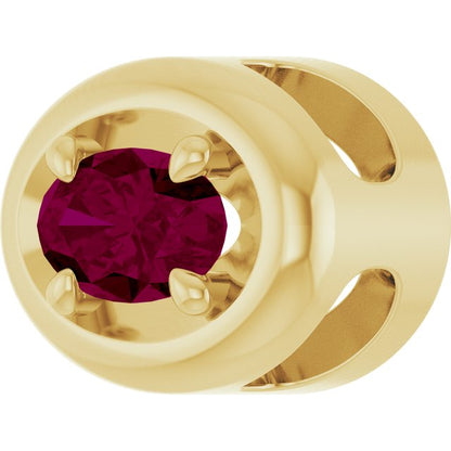 14K Yellow Gold 5x3 mm Natural Rhodolite Garnet Solitaire Slide Pendant