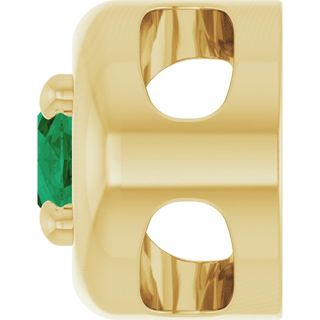 14K Yellow Gold 5x3 mm Lab-Grown Emerald Solitaire Slide Pendant