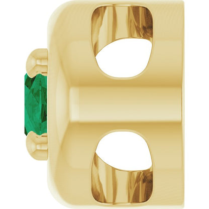 14K Yellow Gold 5x3 mm Lab-Grown Emerald Solitaire Slide Pendant
