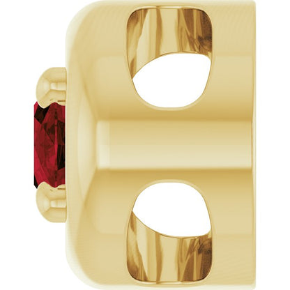 14K Yellow Gold 5x3 mm Natural Mozambique Garnet Solitaire Slide Pendant