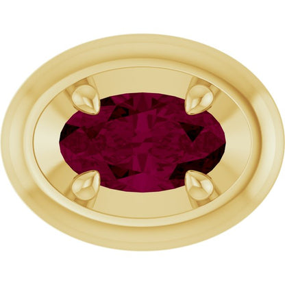 14K Yellow Gold 5x3 mm Natural Rhodolite Garnet Solitaire Slide Pendant