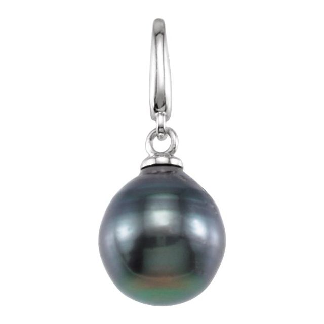 14K Yellow Gold Cultured Gray Tahitian Pearl Charm/Pendant