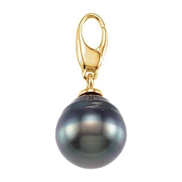 14K Yellow Gold Cultured Gray Tahitian Pearl Charm/Pendant