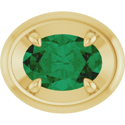 14K Yellow Gold 7x5 mm Lab-Grown Emerald Solitaire Slide Pendant