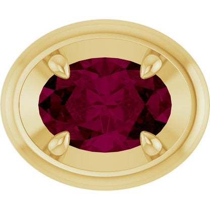 14K Yellow Gold 7x5 mm Natural Rhodolite Garnet Solitaire Slide Pendant