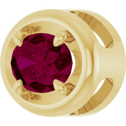14K Yellow Gold 7x5 mm Natural Rhodolite Garnet Solitaire Slide Pendant