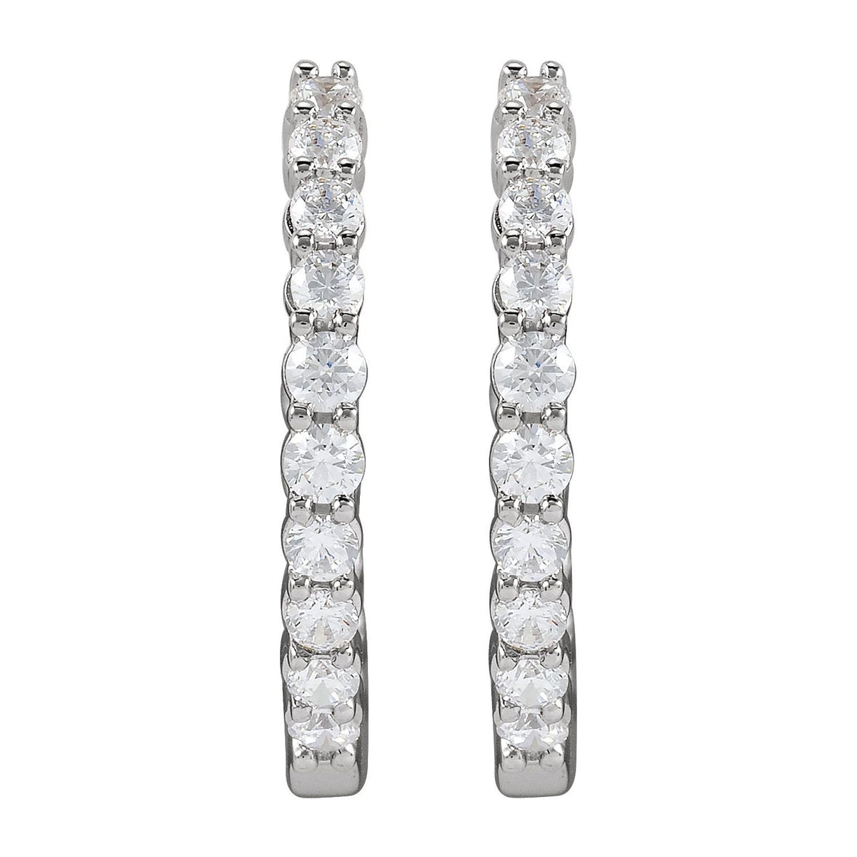 1 CTW Lab-Grown Diamond Inside-Outside Hinged Hoop Earrings