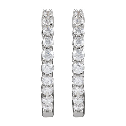 1 CTW Lab-Grown Diamond Inside-Outside Hinged Hoop Earrings