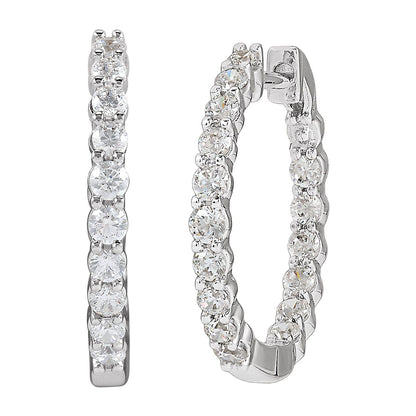 1 CTW Lab-Grown Diamond Inside-Outside Hinged Hoop Earrings