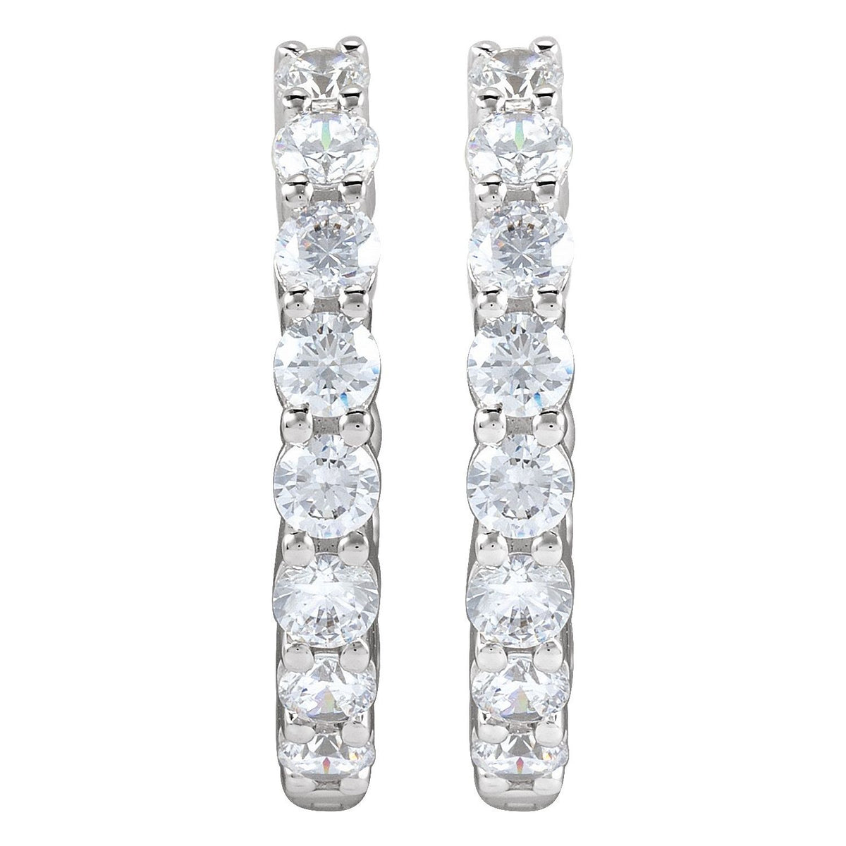 2 CTW Lab-Grown Diamond Inside-Outside Hinged Hoop Earrings