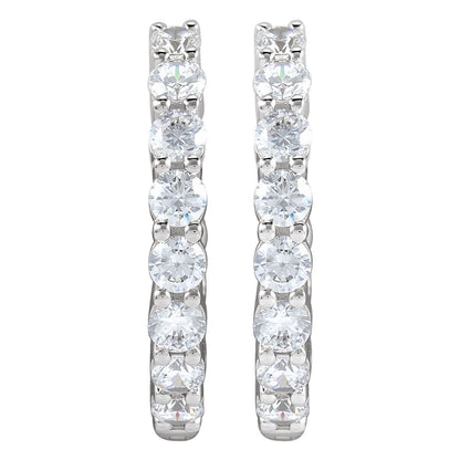 2 CTW Lab-Grown Diamond Inside-Outside Hinged Hoop Earrings