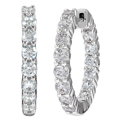 2 CTW Lab-Grown Diamond Inside-Outside Hinged Hoop Earrings