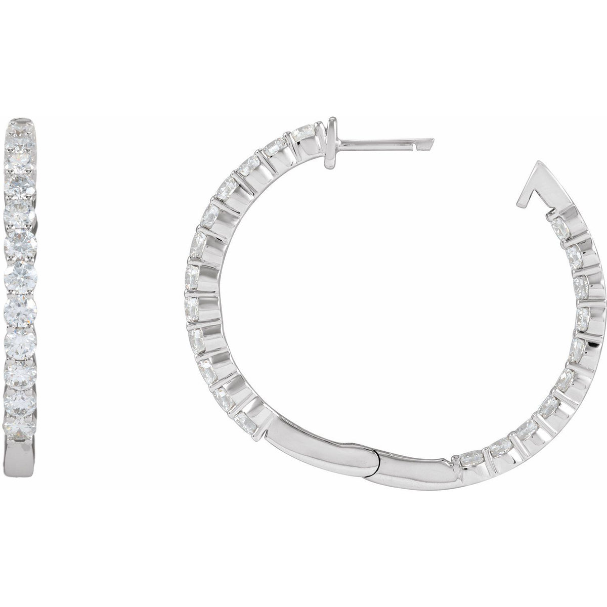 3 CTW Lab-Grown Diamond Inside-Outside Hinged Hoop Earrings