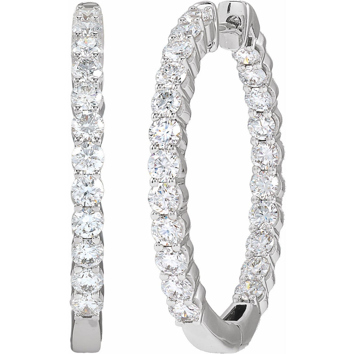 3 CTW Lab-Grown Diamond Inside-Outside Hinged Hoop Earrings