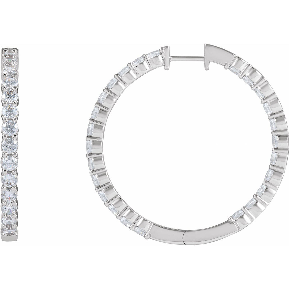 4 CTW Lab-Grown Diamond Inside-Outside Hinged Hoop Earrings