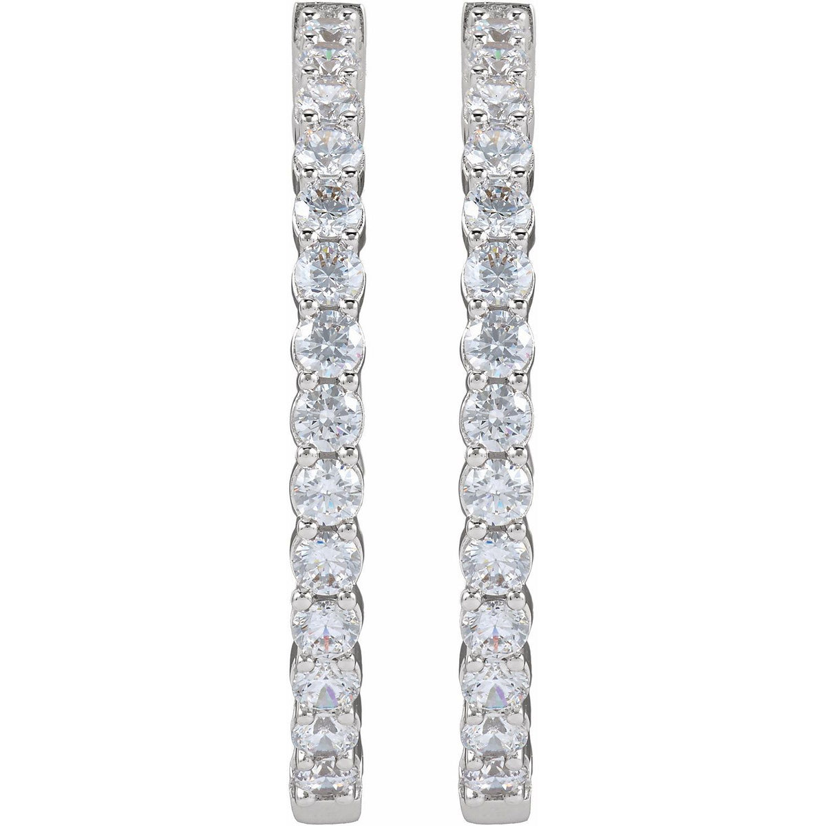 4 CTW Lab-Grown Diamond Inside-Outside Hinged Hoop Earrings