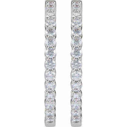4 CTW Lab-Grown Diamond Inside-Outside Hinged Hoop Earrings