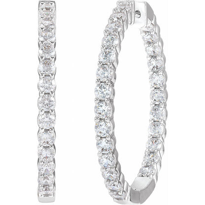4 CTW Lab-Grown Diamond Inside-Outside Hinged Hoop Earrings