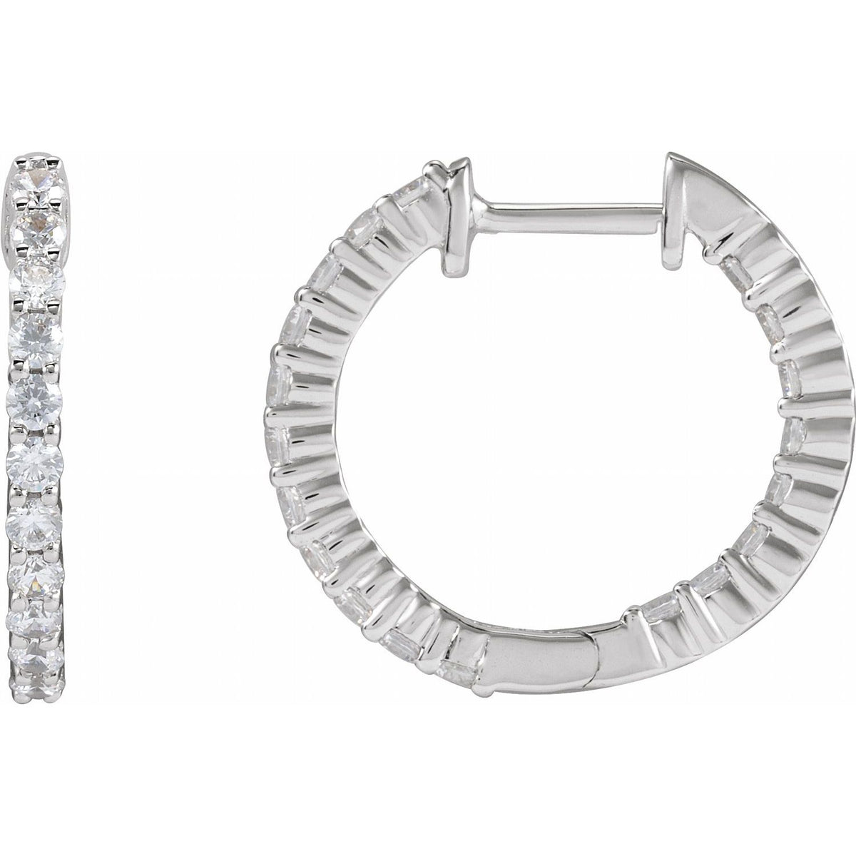 3/4 CTW Lab-Grown Diamond Inside-Outside Hinged Hoop Earrings