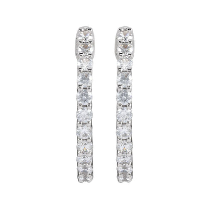 3/4 CTW Lab-Grown Diamond Inside-Outside Hinged Hoop Earrings