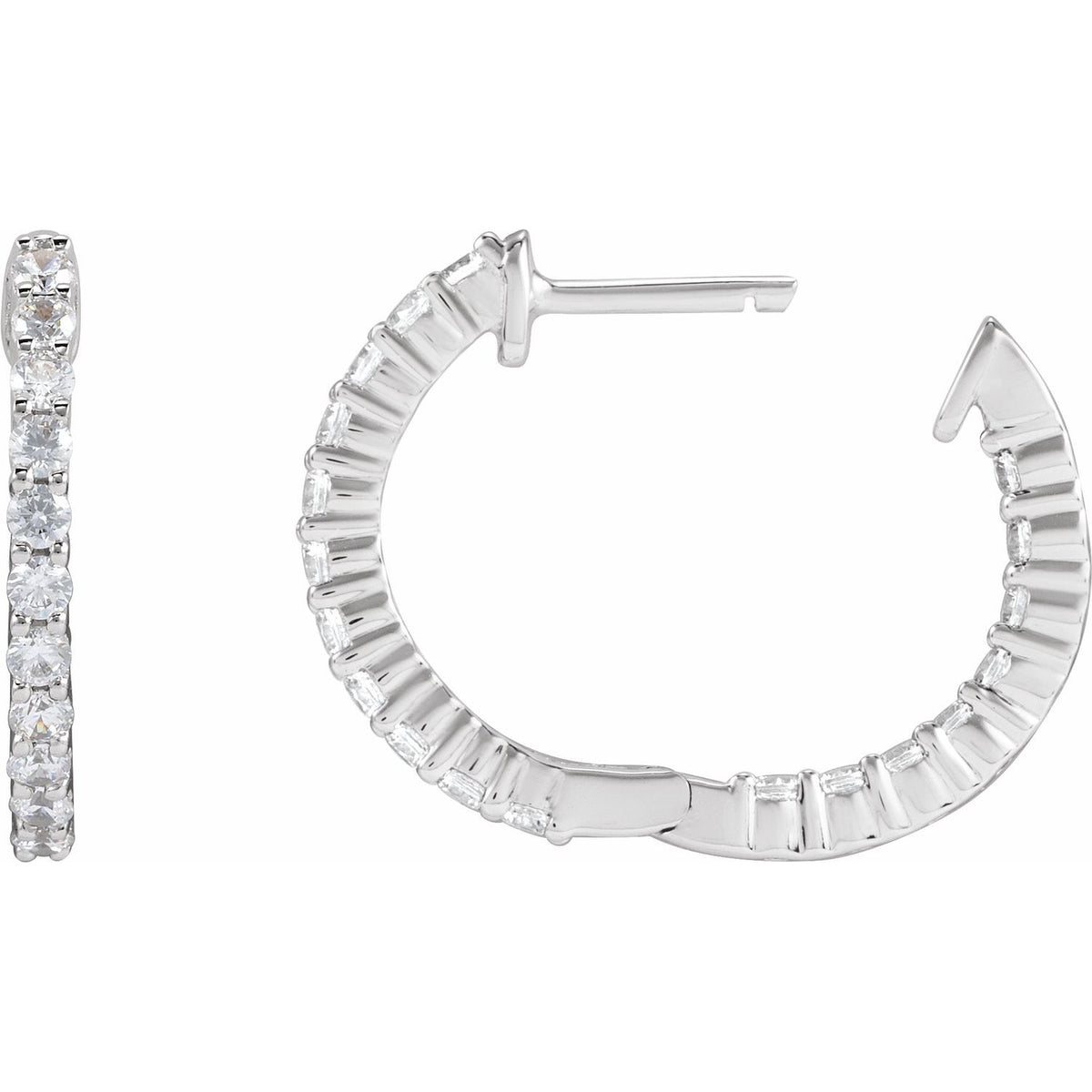 3/4 CTW Lab-Grown Diamond Inside-Outside Hinged Hoop Earrings