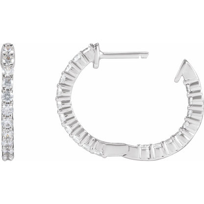 3/4 CTW Lab-Grown Diamond Inside-Outside Hinged Hoop Earrings