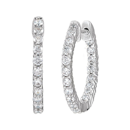 3/4 CTW Lab-Grown Diamond Inside-Outside Hinged Hoop Earrings