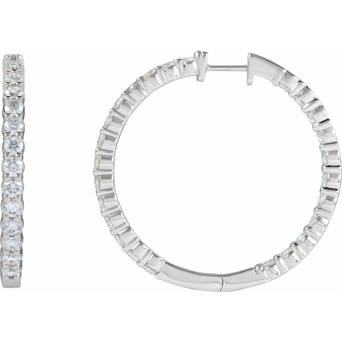 5 CTW Lab-Grown Diamond Inside-Outside Hinged Hoop Earrings