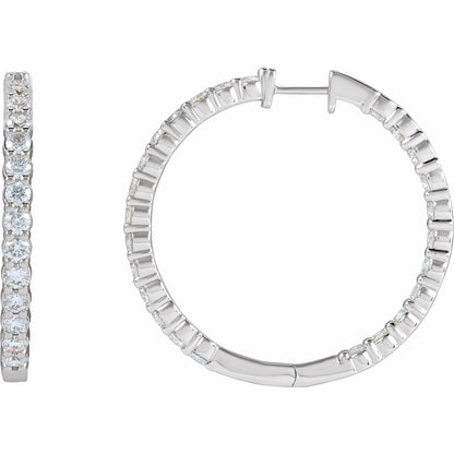 5 CTW Lab-Grown Diamond Inside-Outside Hinged Hoop Earrings