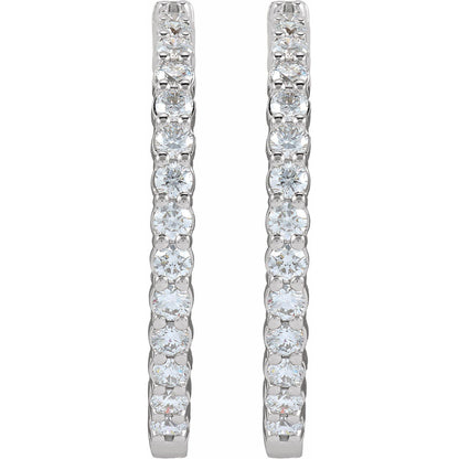 5 CTW Lab-Grown Diamond Inside-Outside Hinged Hoop Earrings