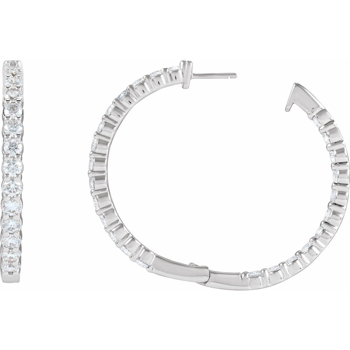 5 CTW Lab-Grown Diamond Inside-Outside Hinged Hoop Earrings