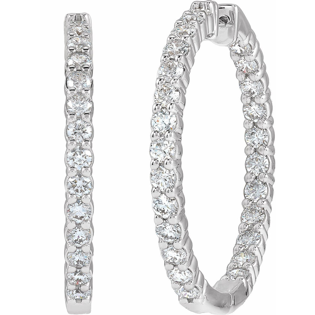 5 CTW Lab-Grown Diamond Inside-Outside Hinged Hoop Earrings