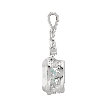 14K White Gold Natural Aquamarine & .01 CT Natural Diamond Pendant