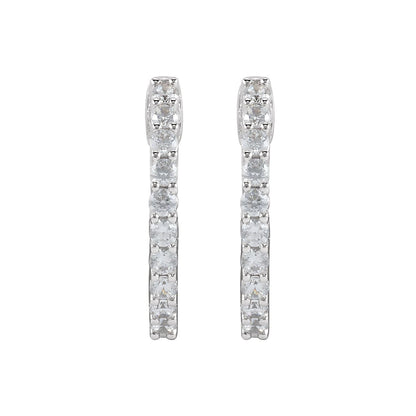 1/2 CTW Lab-Grown Diamond Inside-Outside Hinged Hoop Earrings