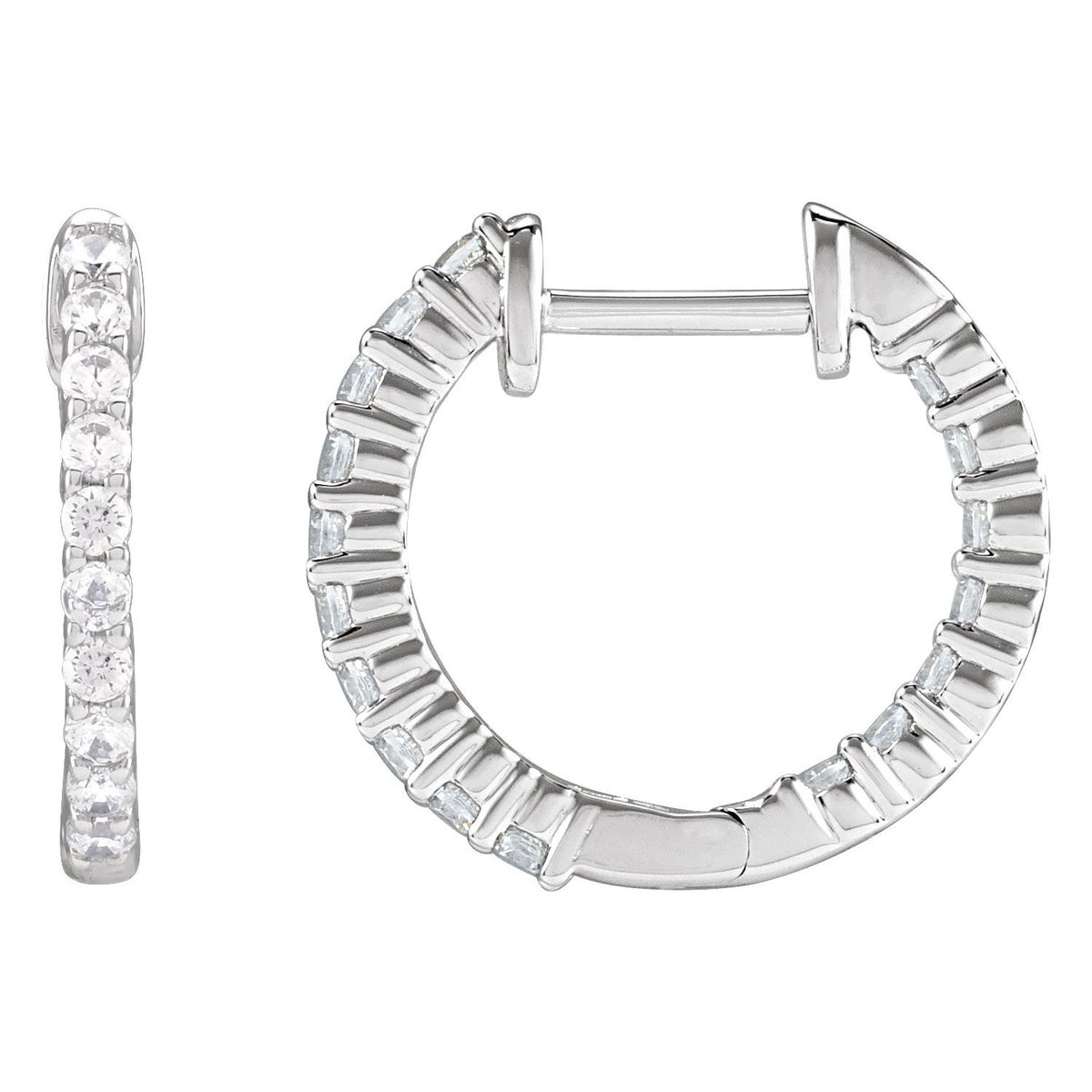 1/2 CTW Lab-Grown Diamond Inside-Outside Hinged Hoop Earrings